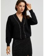 MOODO Cardigan negru decorat cu margele - Negru