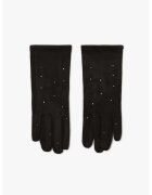 MOODO Manusi femei - negre - suede - cu tinte argintii