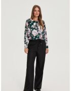 MOODO Pantaloni Negri Stil Larg - Negru