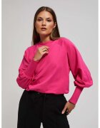 MOODO Pulover fucsia cu maneci bufante