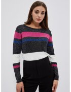 MOODO Pulover strans in dungi cu fir metalic negru - Negru