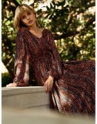 MOODO Rochie maxi cu maneci bufante - maronie - Maro