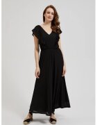 MOODO Rochie Maxi Neagra cu Volane - Negru