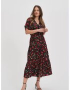 MOODO Rochie midi neagra cu flori - Negru