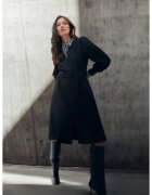MOODO Rochie neagra cu funda evazata si maneci bufante - Negru