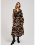 MOODO Rochie neagra cu fusta evazata si imprimeu floral - Negru