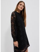 MOODO Rochie neagră din dantelă - decolteu rotund - maneci lungi - Negru