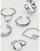 MOODO Set de 6 inele argintii - forme diferite - eleganta - ONE SIZE