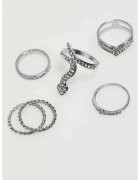 MOODO Set de inele argintii cu zirconiu - 4 piese - ONE SIZE