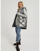 MOODO Vesta cu gluga quilted argintie - Gri