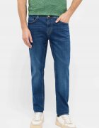 Mustang Blugi Barbati - Oregon Slim - Slim Fit - Talie Joasa - Fermoar - Lungi - 5 Buzunare - Bumbac - Elastan - W32-L32 US - Albastru