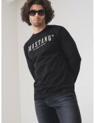 Mustang Bluza de bumbac cu logo - Alb/Negru