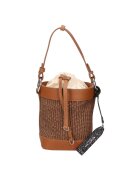 My Best Bags Geanta bucket cu detalii de piele - Maro inchis