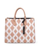 My Best Bags Geanta tote de piele cu model 37655 - Alb/Roz somon