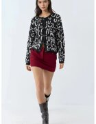 MyFashion Cardigan - Jacquard - cu maneca lunga - negru - tricot - One Size