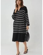 MyFashion Rochie tricotata - cu dungi - decolteu in V - croiala lejera - negru - tricot -
