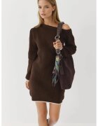MyFashion Rochie tricotata - guler asimetric - maro - tricot -