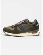 Napapijri Pantofi sport low-cut cu logo si garnituri de piele intoarsa - Kaki inchis/Bleumarin