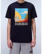 Napapijri Tricou cu imprimeu grafic - logo si decolteu la baza gatului - Portocaliu/Bleumarin