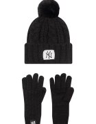 New Era Set de ecaciula cu ciucure si manusi - Negru