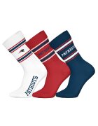 NFL Set de 3 perechi de sosete lungi cu model unisex - Rosu/Alb/Albastru inchis