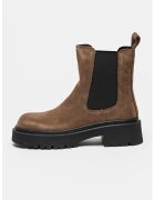 NINE WEST Ghete Chelsea din piele Zoe - Maro inchis