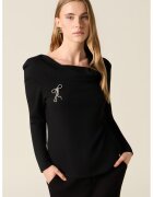 Oltre Bluza uni cu brosa - Negru