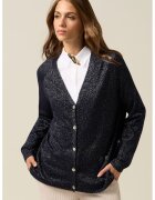 Oltre Cardigan din amestec de lana cu insertii stralucitoare - Albastru ultramarin/Argintiu
