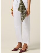 Oltre Pantaloni crop cu detaliu cu esarfa - Alb optic