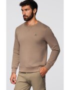 OMBRE Bluza clasica cu guler rotund OM-SSNZ-0243 - Maro cafeniu