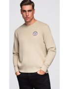 OMBRE Bluza cu guler rotund si patch B1713 - Bej nisip