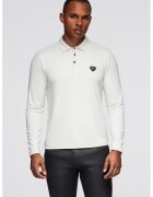 OMBRE Bluza polo cu model uni - Alb murdar