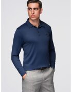 OMBRE Bluza polo cu model uni - Bleumarin