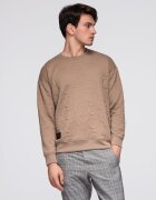 OMBRE Bluza RELAXED FIT cu litere prelucrate B1712 - Bej