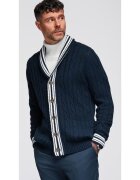 OMBRE Cardigan cu nasturi si model torsade - Albastru inchis
