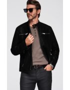 OMBRE Jacheta de motociclista eleganta C637 - Negru - Negru