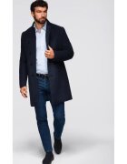 OMBRE Palton cu guler inalt si inchidere asimetrica OM-COWC-0141 - Albastru inchis