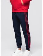 OMBRE Pantaloni cu snur de ajustare in talie - Rosu vermillion/Bleumarin