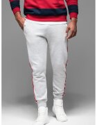 OMBRE Pantaloni de trening cu croiala conica si segmente laterale contrastante - Rosu/Gri deschis melange