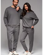 OMBRE Pantaloni de trening unisex cu model uni - Gri inchis
