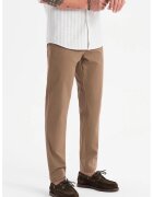OMBRE Pantaloni drepti cu talie medie - Maro deschis