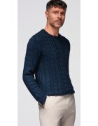 OMBRE Pulover elegant cu o tesatura interesanta OM-SWSW-0173 - Albastru inchis