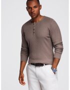 OMBRE Pulover striat slim-fit cu fenta cu nasturi