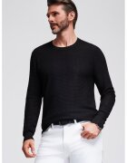 OMBRE Pulover texturat cu decolteu rotund - Negru