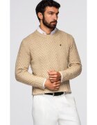 OMBRE Pulover tricotat in zigzag OM-SWSW-0147 - Bej nisip