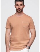 OMBRE Tricou cu buzunar pe piept - Maro camel