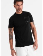 OMBRE Tricou cu buzunar pe piept - Negru