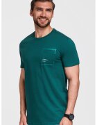 OMBRE Tricou cu buzunar pe piept - Verde persan