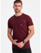 OMBRE Tricou cu buzunar pe piept - Visiniu
