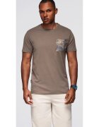OMBRE Tricou din bumbac cu buzunar imprimat OM-TSPT-0227 - Verde inchis